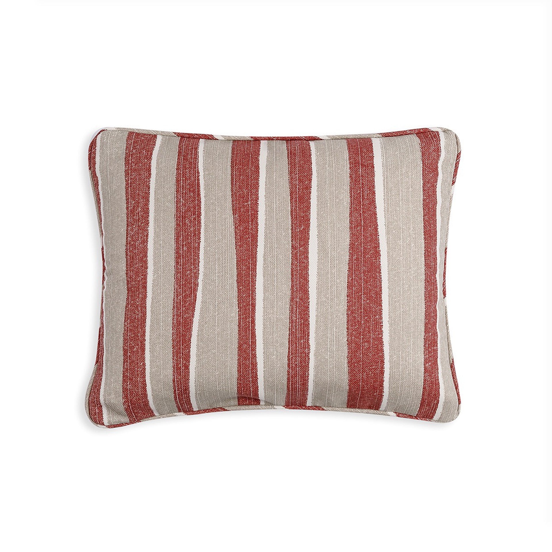 Oblong Outdoor Cushion in Red and Neutral Orchard Stripe