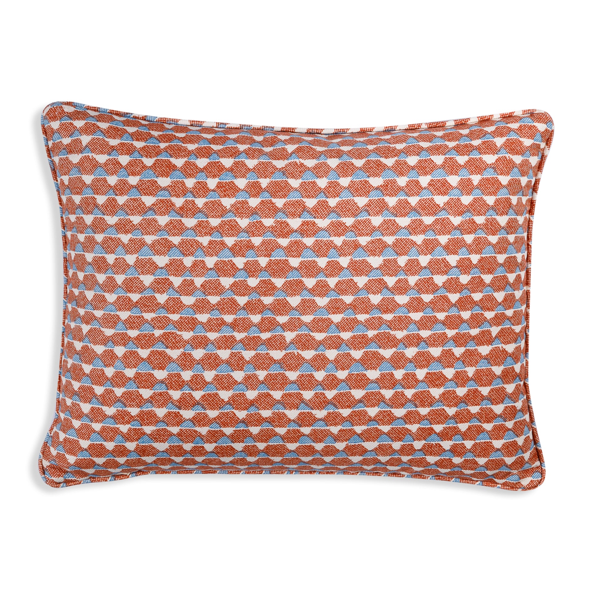 Oblong Cushion in Orange and Blue Tara