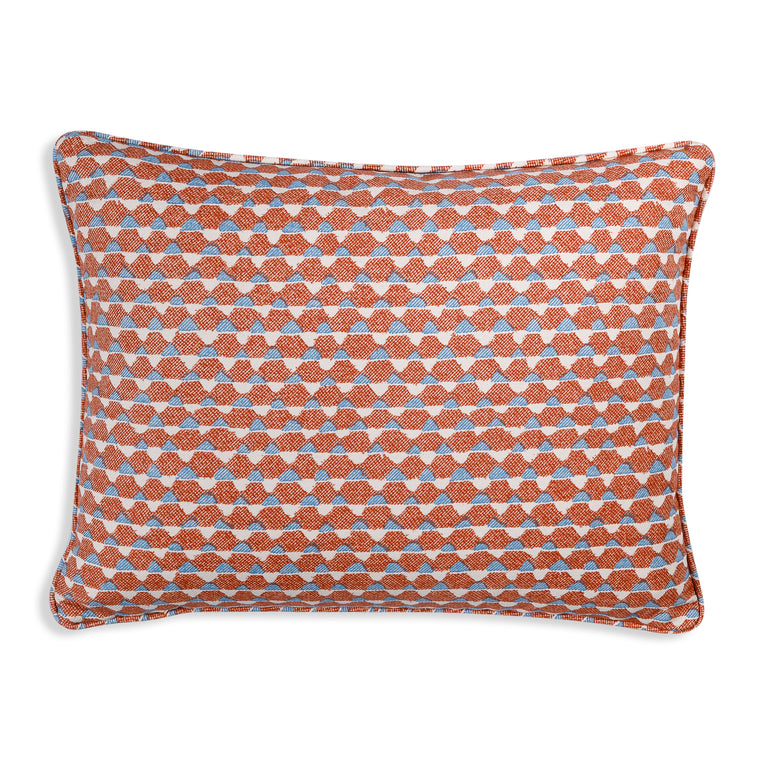 Oblong Cushion in Orange and Blue Tara