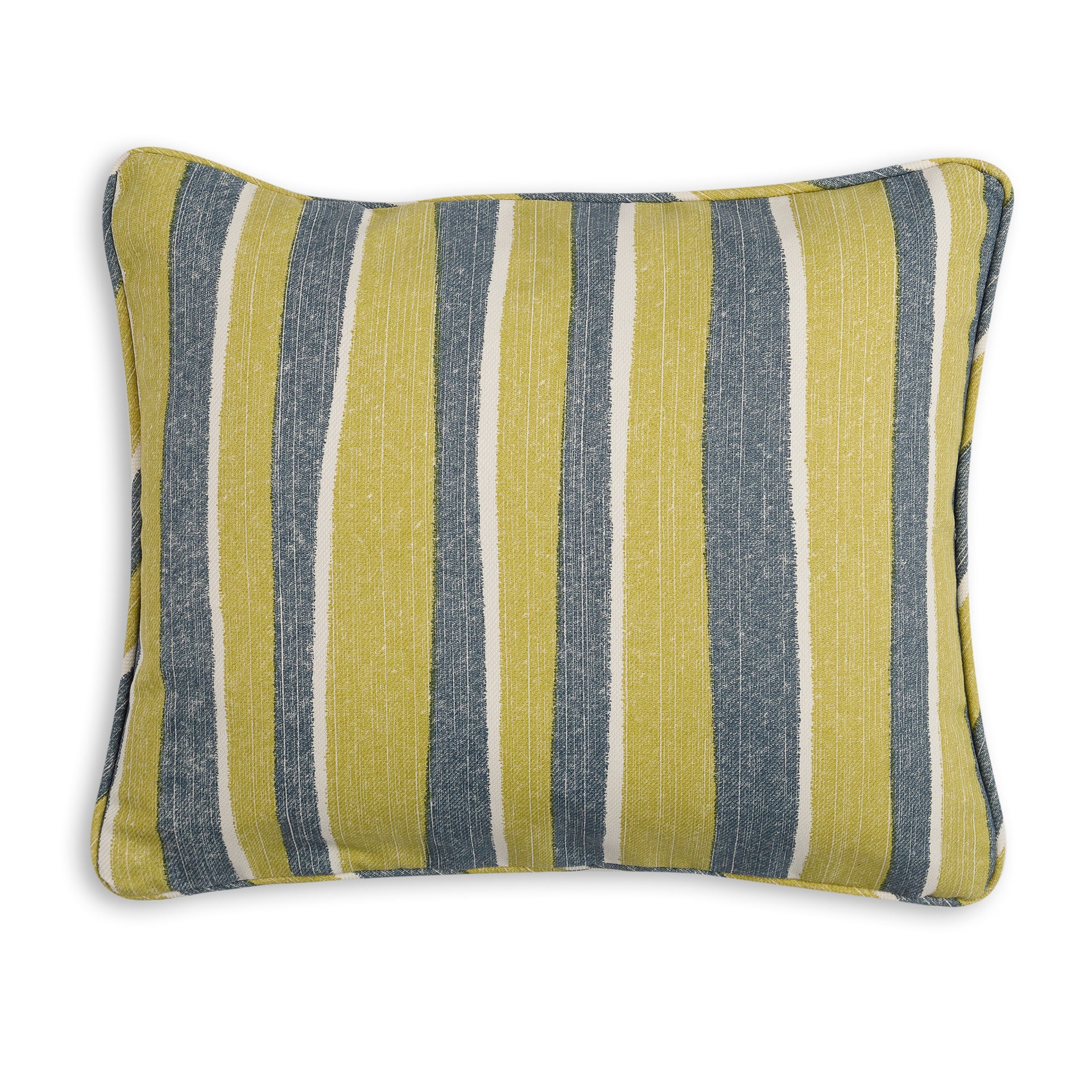 Oblong Outdoor Cushion in Yellow and Blue Orchard Stripe
