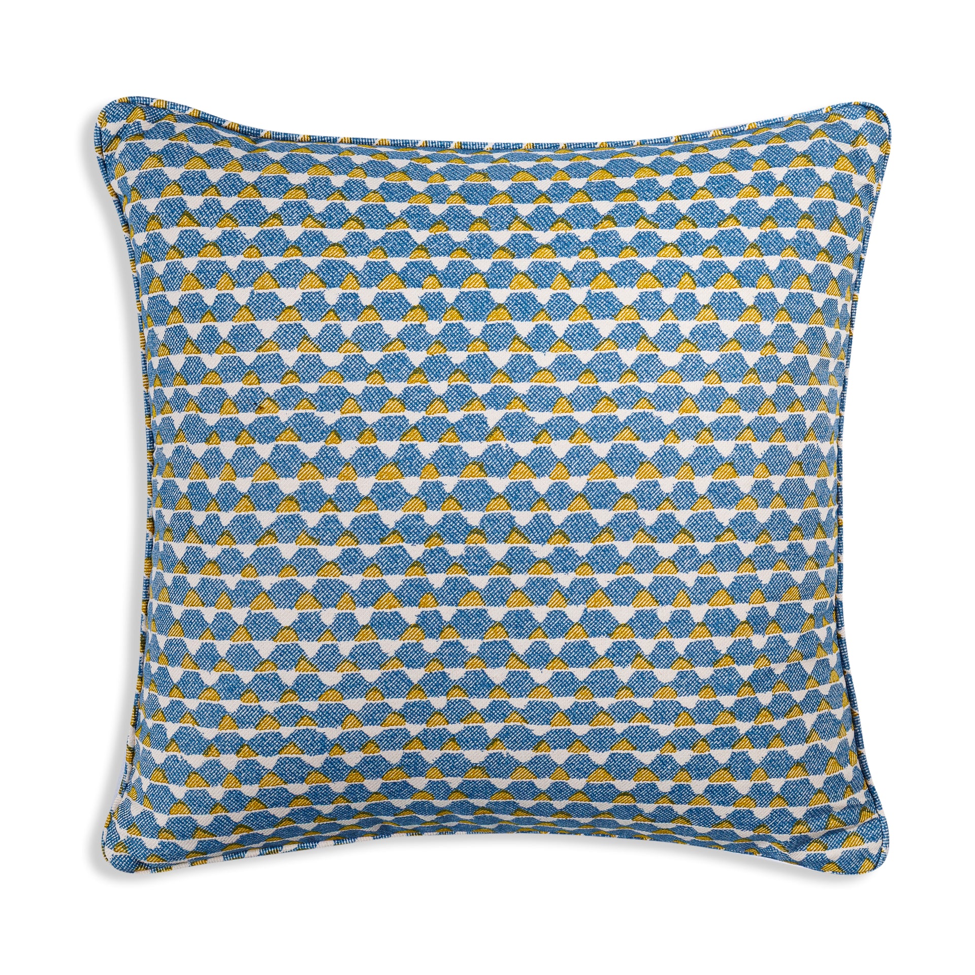 Square Cushion in Blue and Yellow Tara