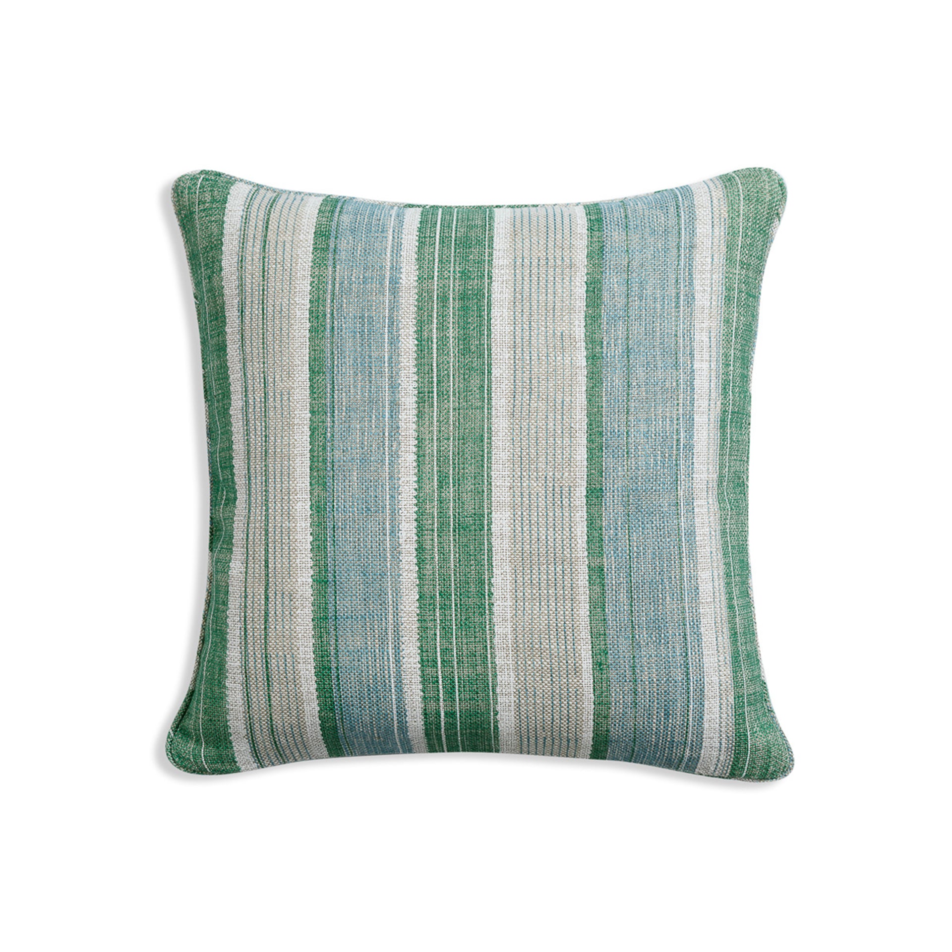 Square Cushion in Green and Blue Carskiey Broad Stripe