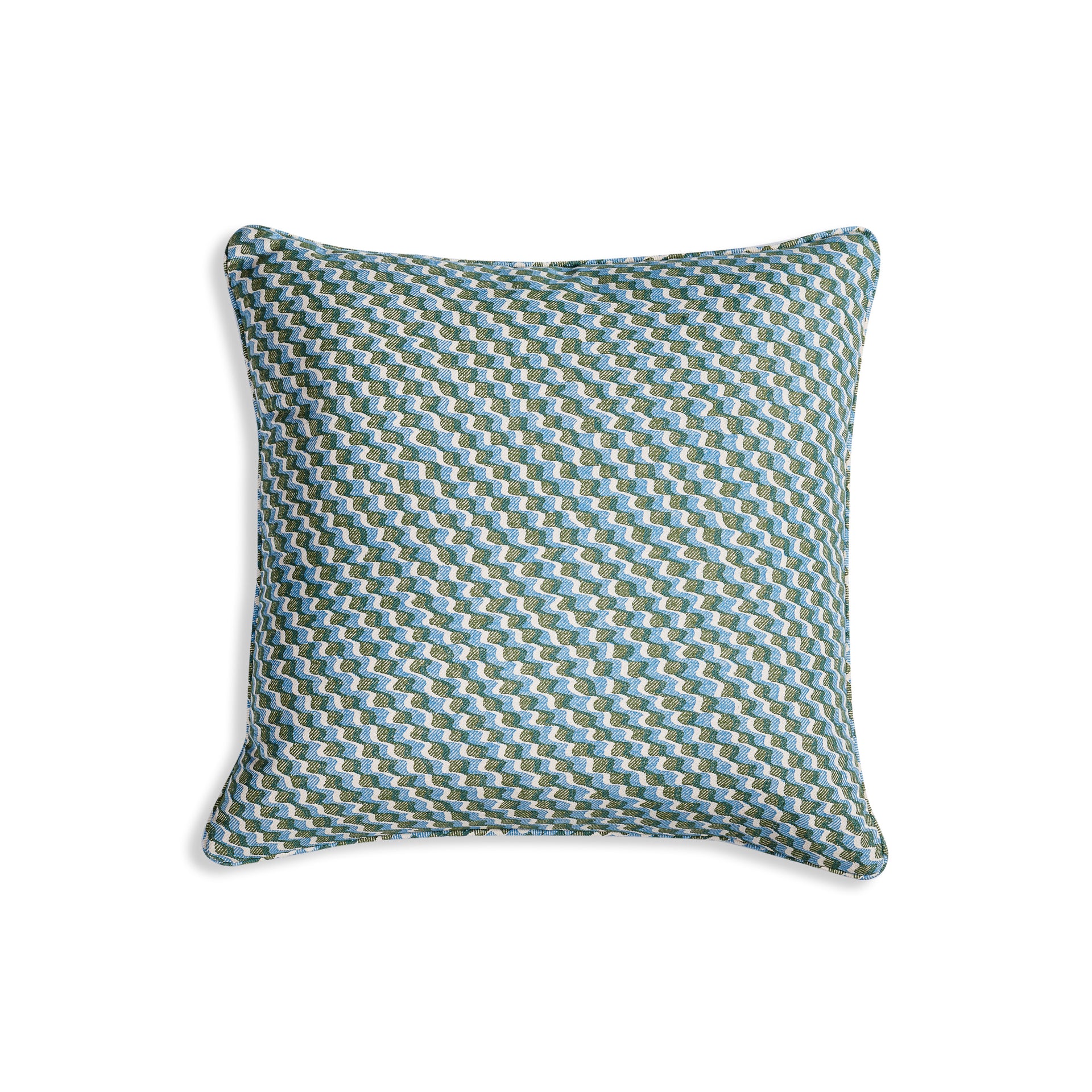 Square Cushion in Green and Blue Ruffle