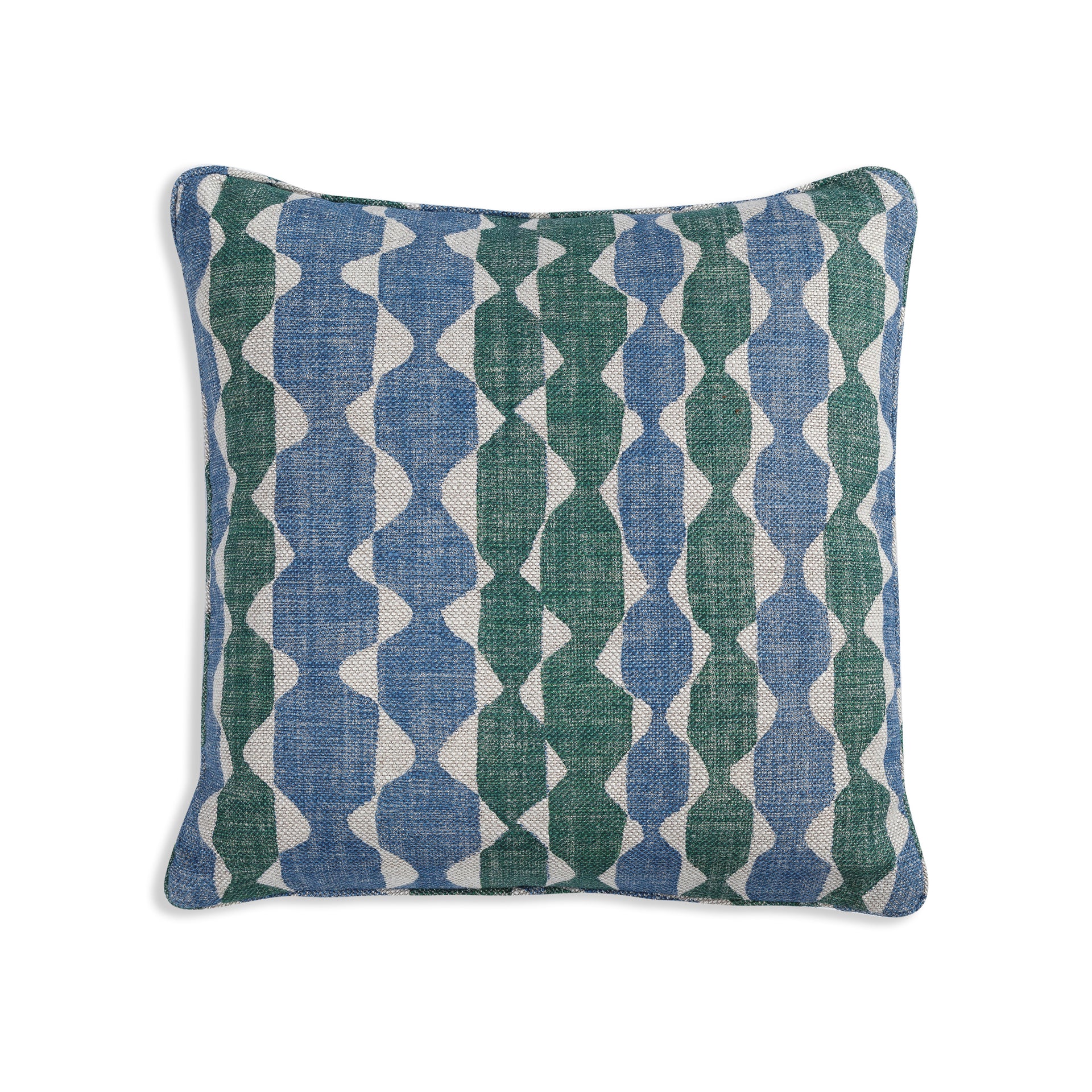 Square Cushion in Green and Blue Whittle