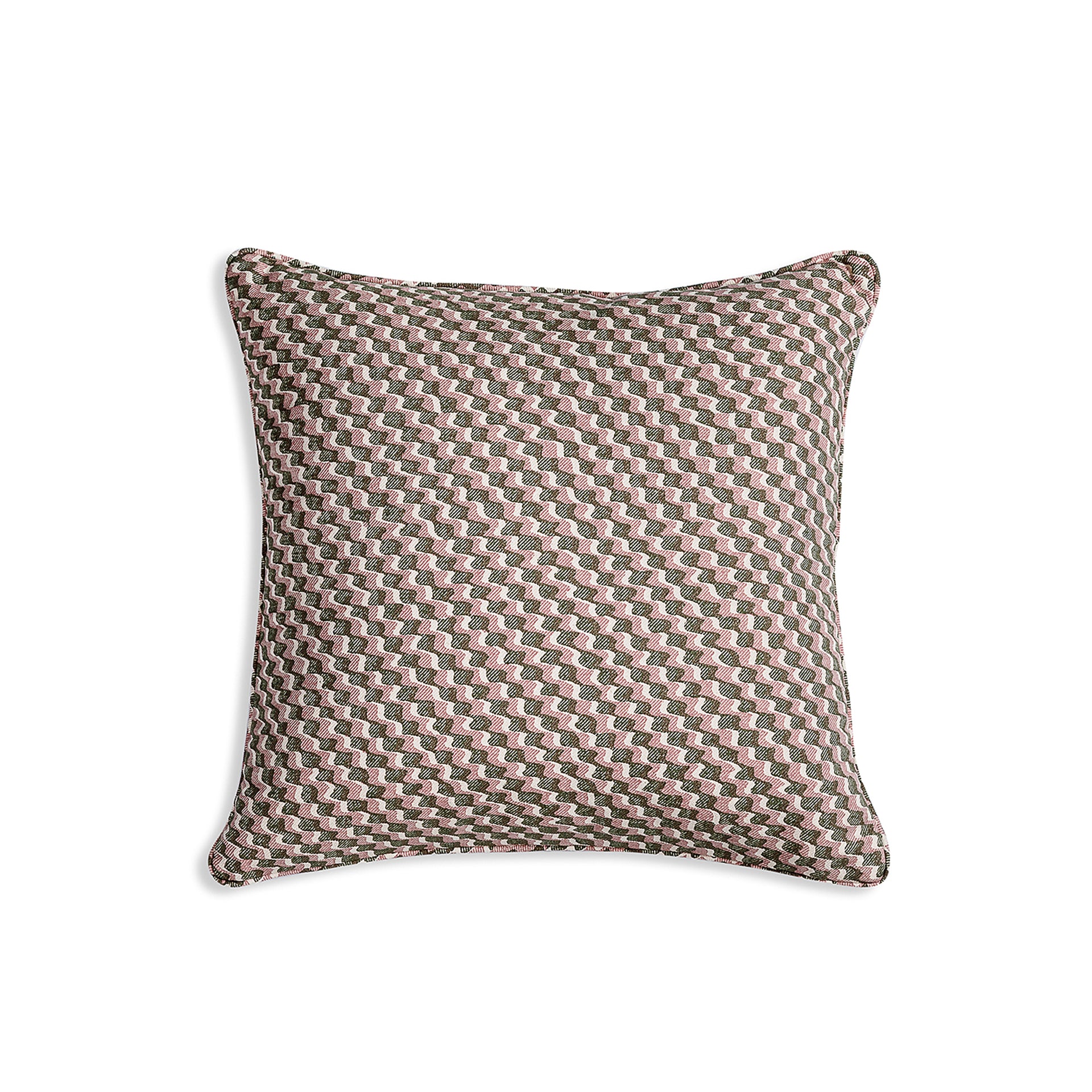 Square Cushion in Green and Pink Ruffle