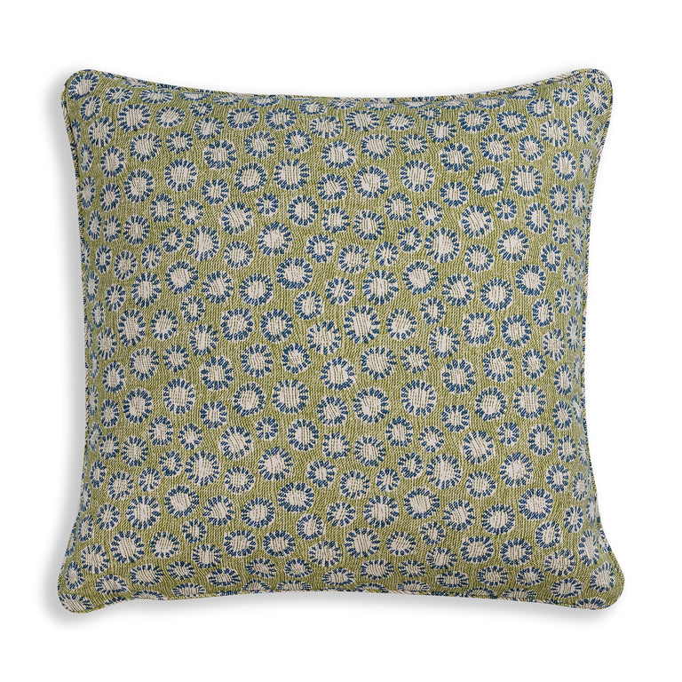 Square Cushion in Green and Blue Coral