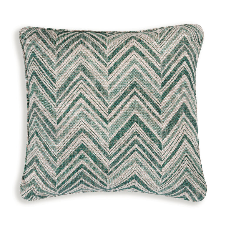 Square Cushion in Dark Green Flame Stitch