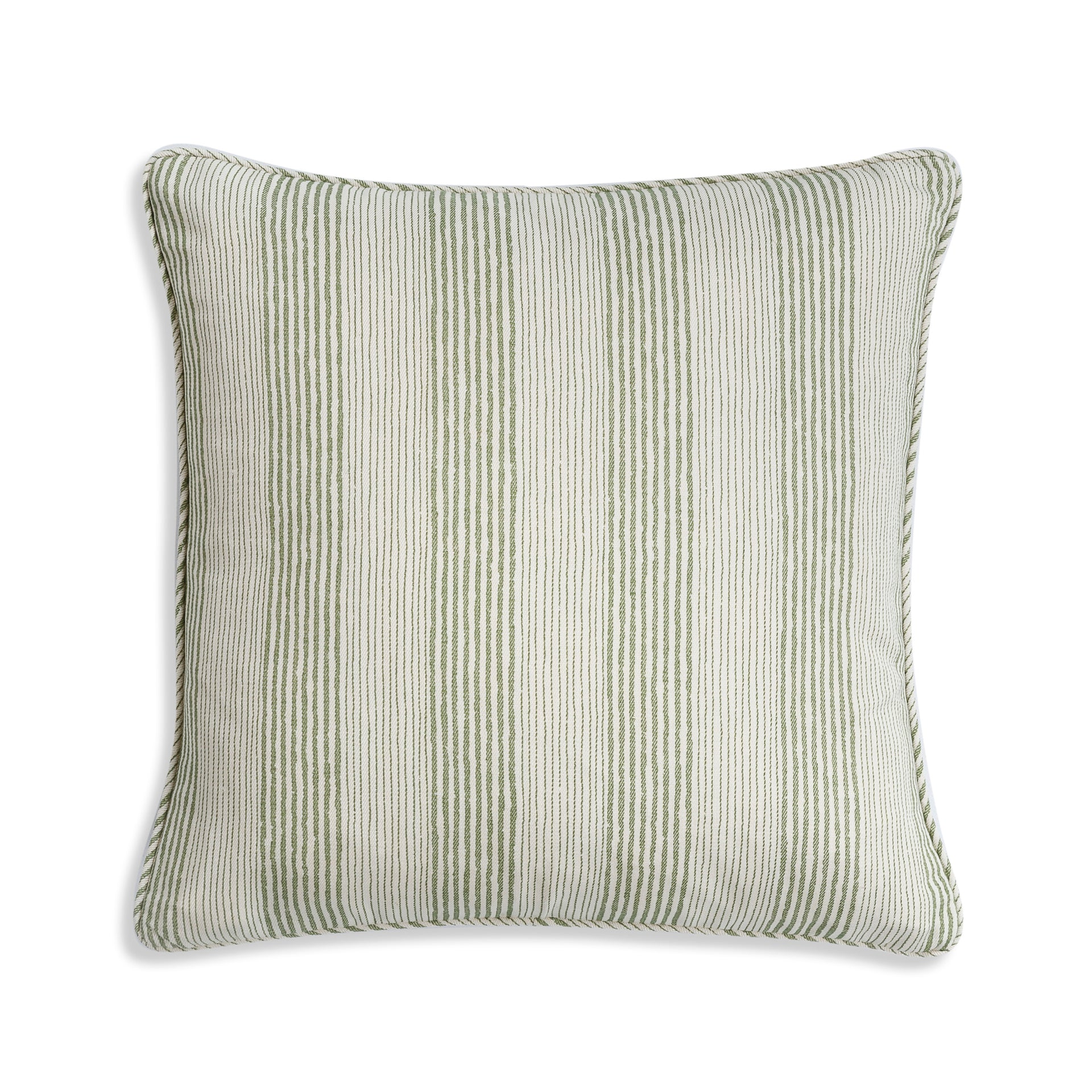 Square Cushion in Green Ticking