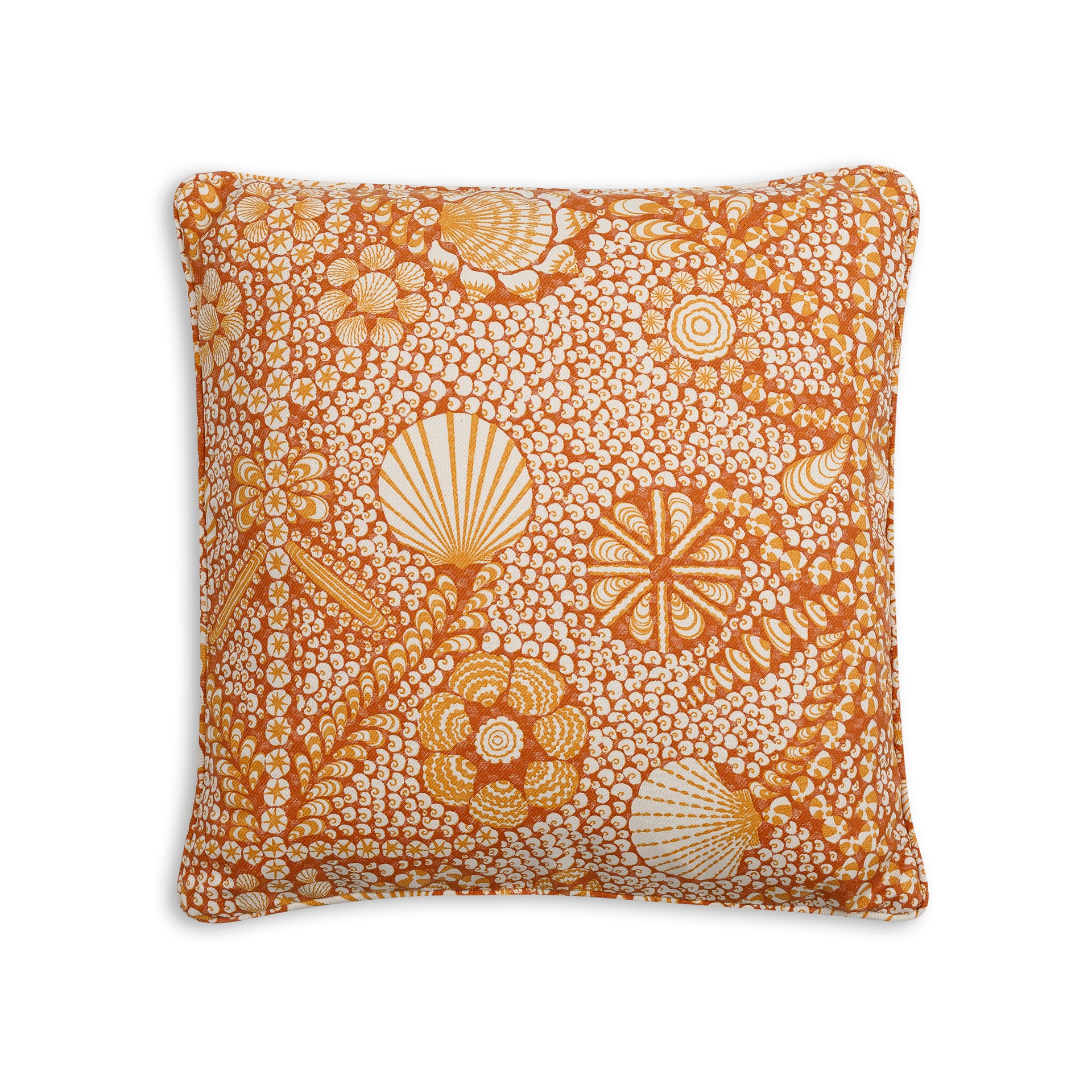 Square Outdoor Cushion in Orange Shell Grotto