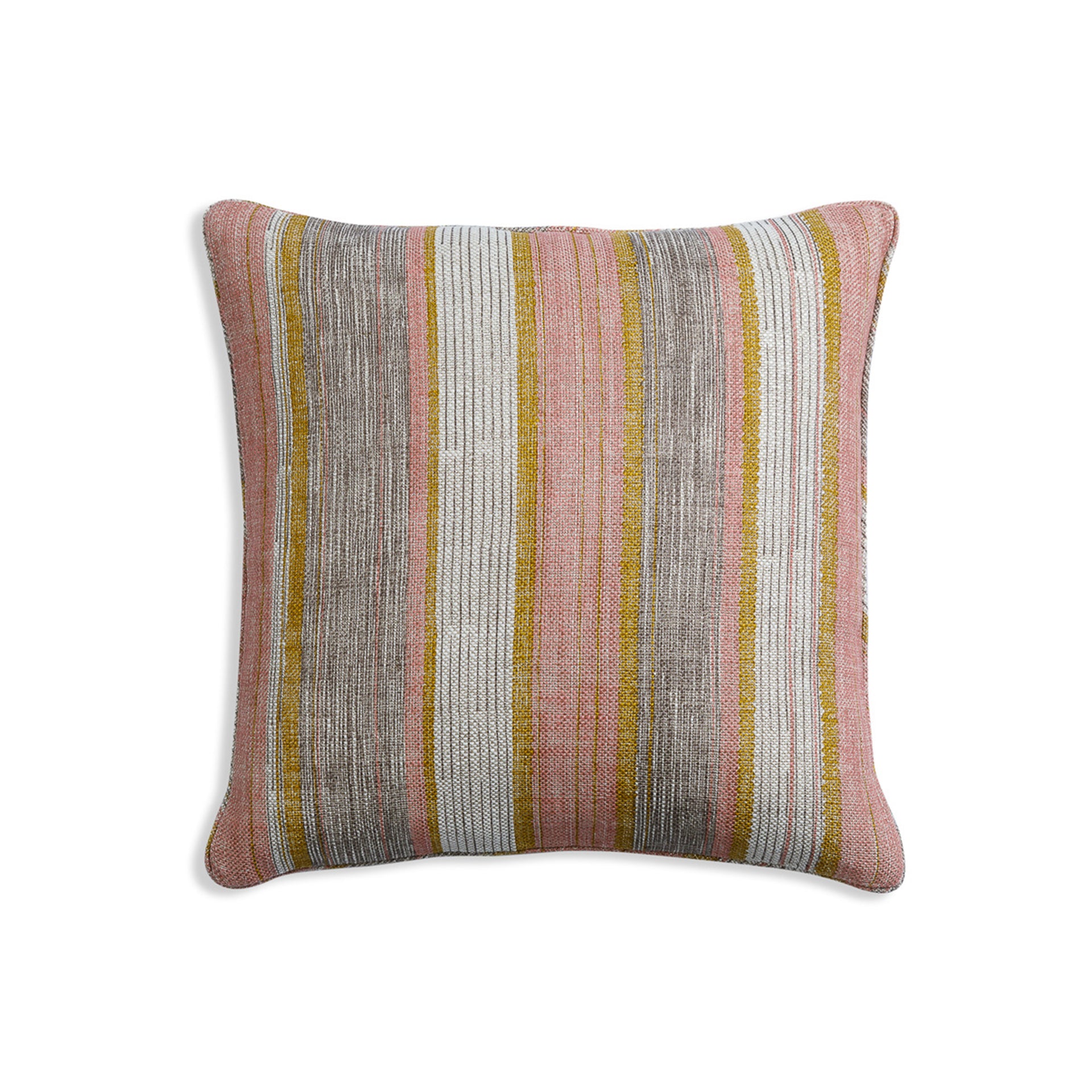 Square Cushion in Pink and Yellow Carskiey Broad Stripe
