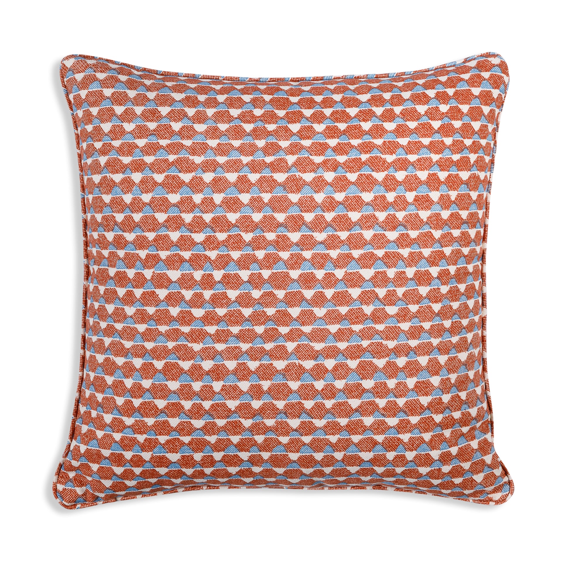 Square Cushion in Orange and Blue Tara