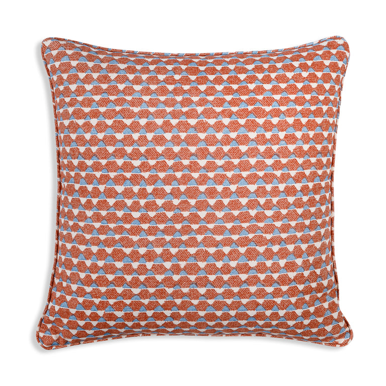 Square Cushion in Orange and Blue Tara