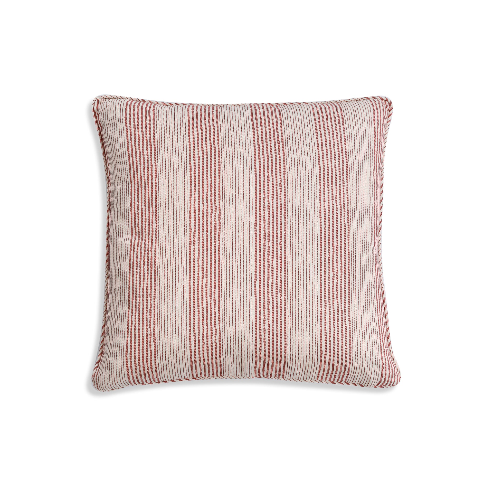Square Cushion in Red Ticking