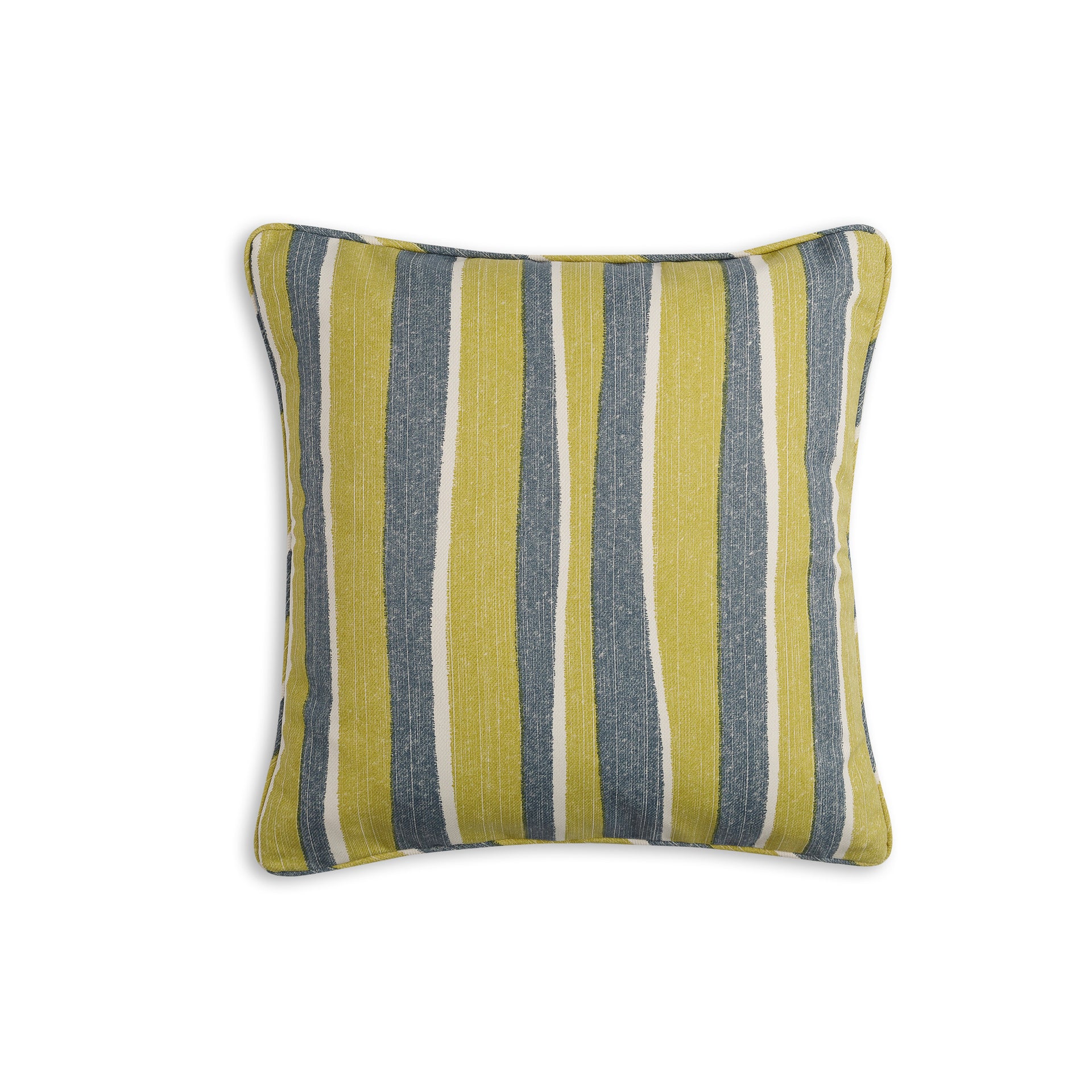 Square Outdoor Cushion in Yellow and Blue Orchard Stripe