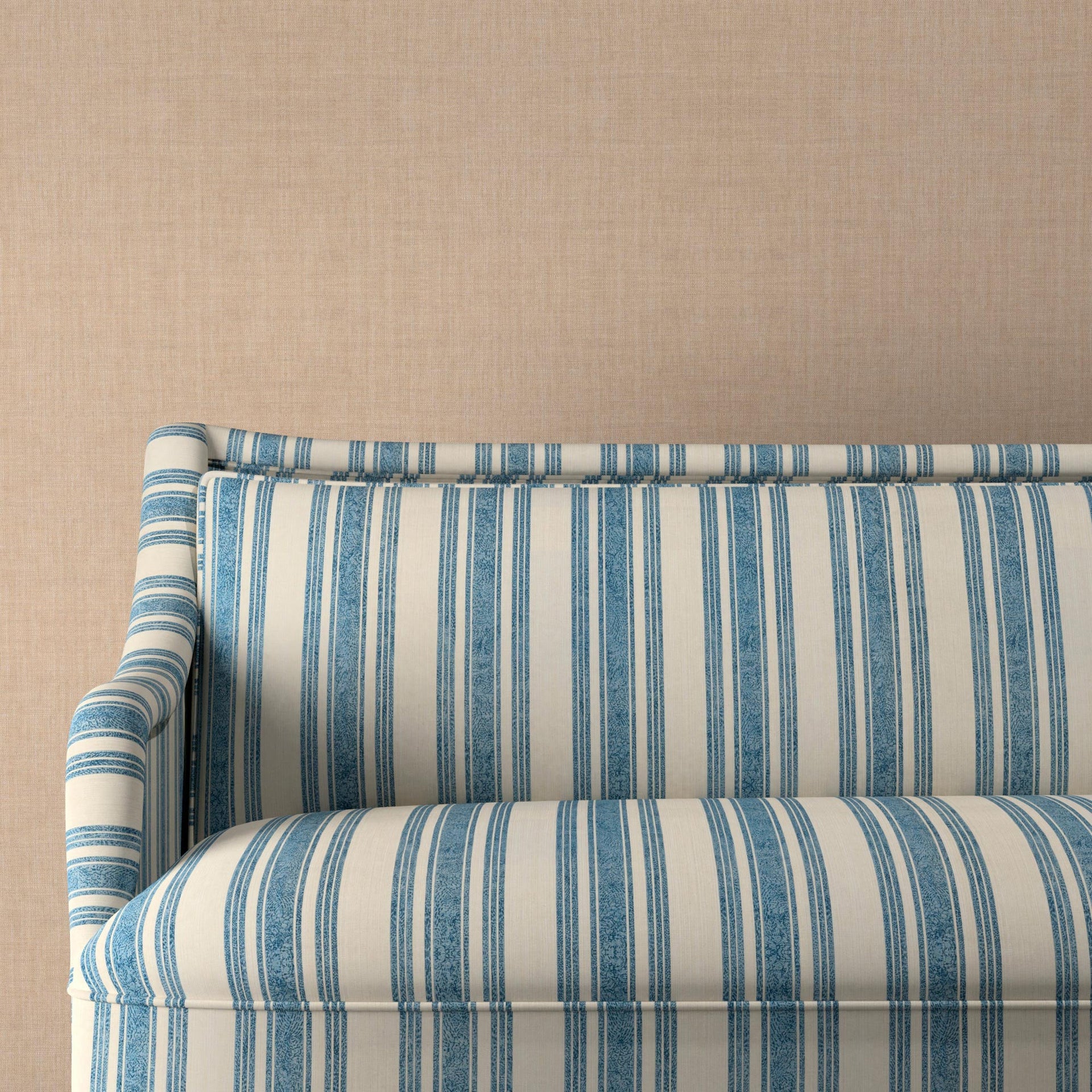Tented Stripe Blue Cotton Linen Fabric 005 CY