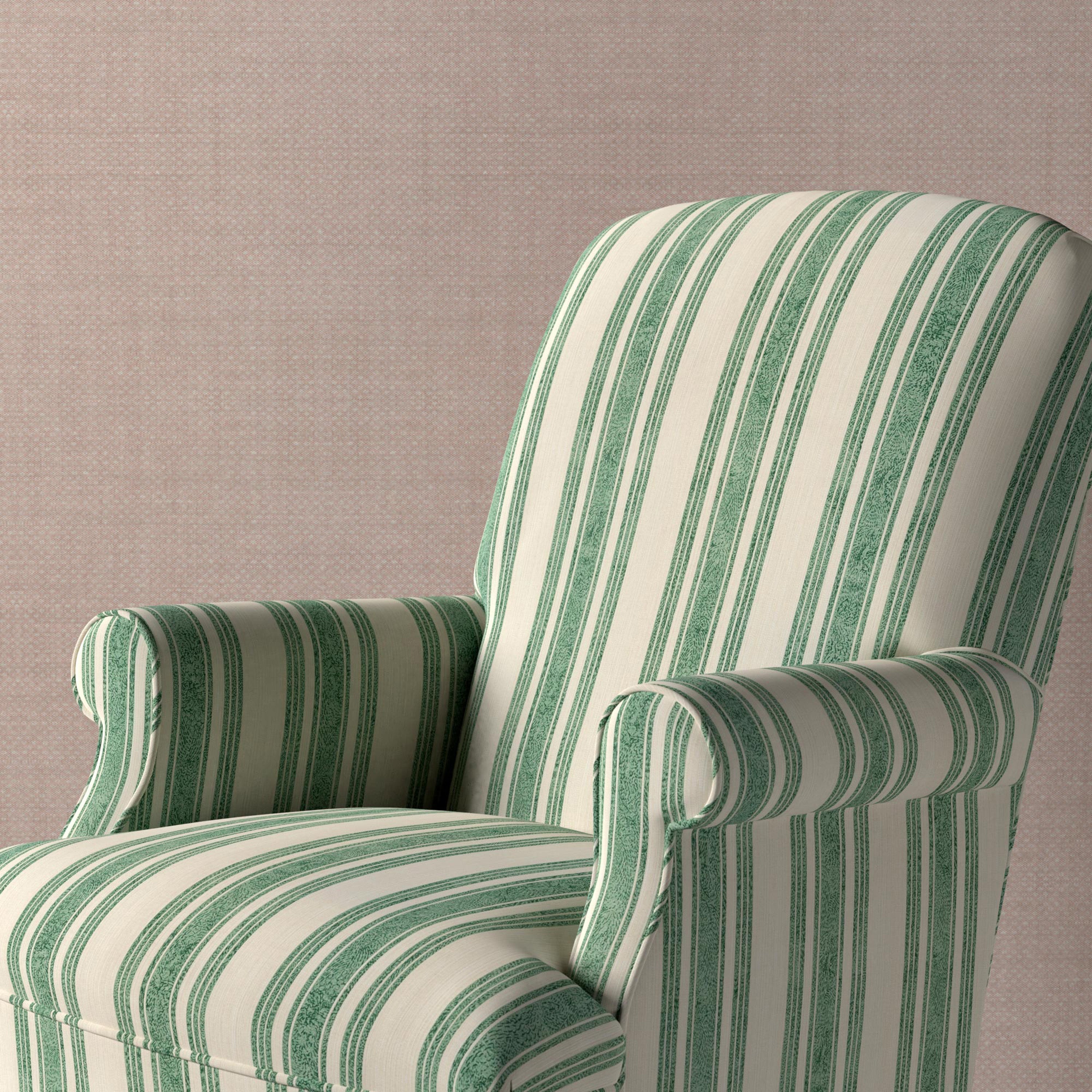 Tented Stripe Green Cotton Linen Fabric 004 cm