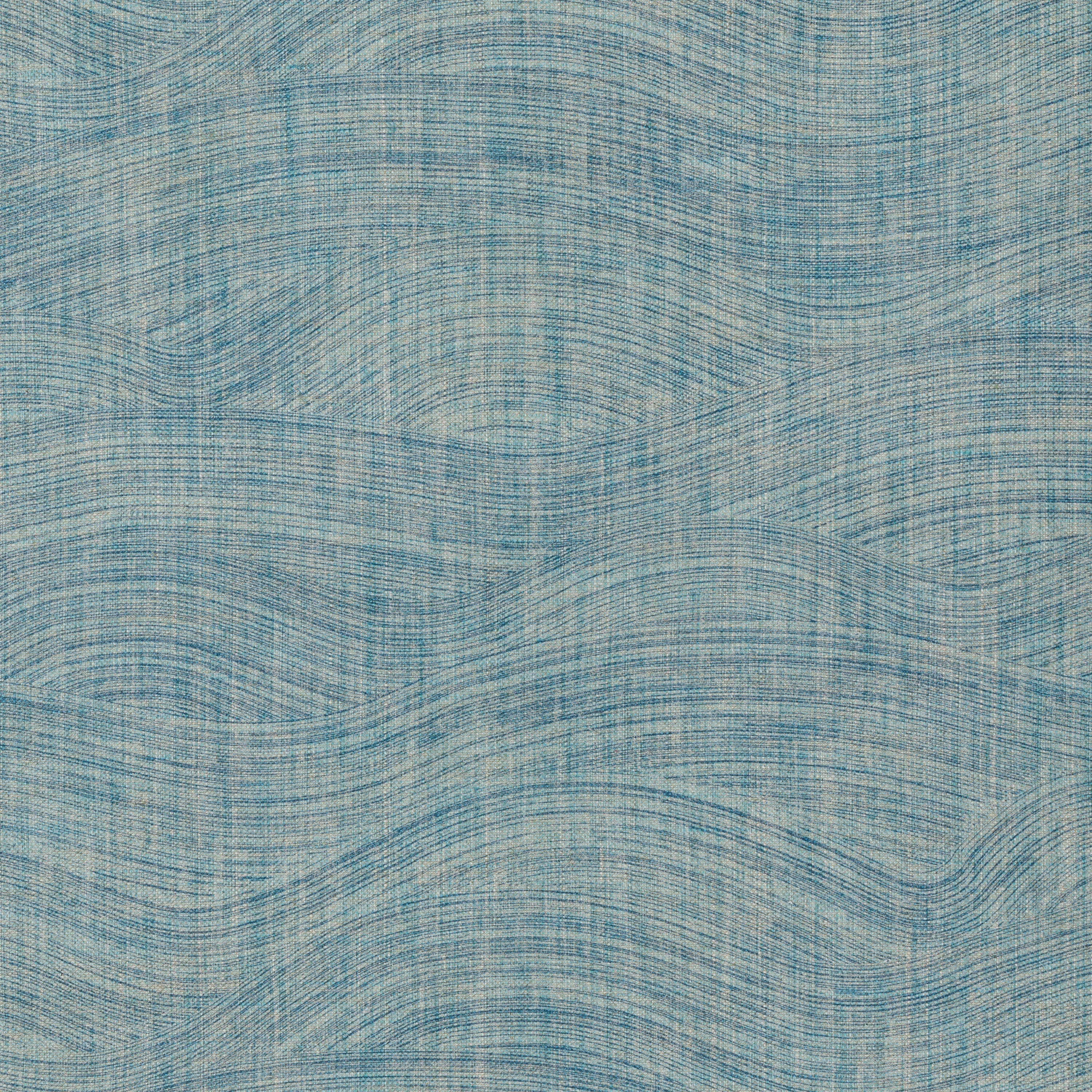 Wave Teal Linen Fabric 006 – Fermoie
