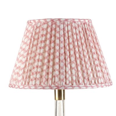 Lampshade In Pink Wicker Fermoie, Green And White Gingham Lamp Shade