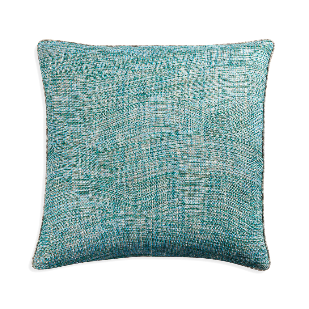 Large Square Cushion in Green Wave